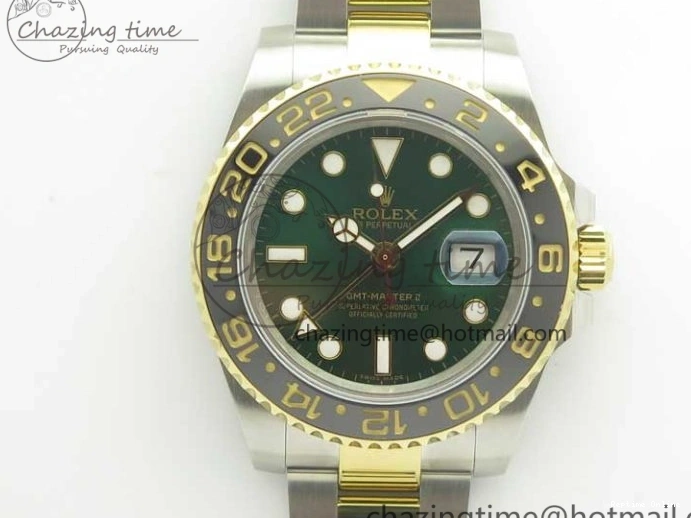 0504 GMT Master II 116713 GMF 904L Steel Edition Green Dial on SS YG Bracelet A Lightweight 3386